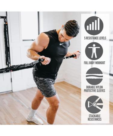 Buy Resistance Cord Strength System - Black Deluxe Edition | 5 Levels Interchangeable Handles & Accessories for Crossfit Rehab & Warmups - International Shipping Available - Buy Online on GoSupps.com