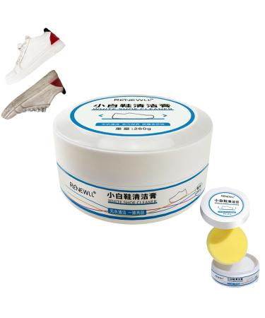 COTTNY New 260g White Shoe Cleaning Cream Shoes Whitening Cleansing Cream w/ Sponge Shoes Cleaner Cream for White Canvas Shoes Multi-functional Yellowing Whitening Sneaker Stain Remover Kit (1PC)