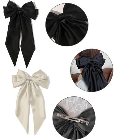 2PCs Solid Silk Satin Bowknot Hairpins for Women and Girls - Buy Online on GoSupps.com