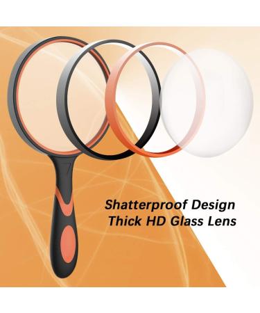 Sitake 6-Piece Magnifying Glass Set - 10x Magnification 75mm Lens for Kids & Seniors - Non-Slip Rubber Grip & Microfiber Cloths for Easy Reading - Buy Online on GoSupps.com