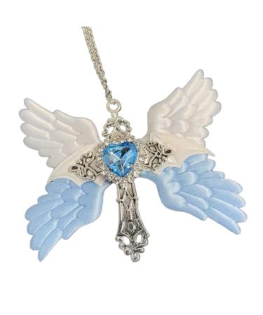 Oralgos vintage necklace with angel wing motif gothic crucifix form handmade cross-trailer collar for everyday use couple