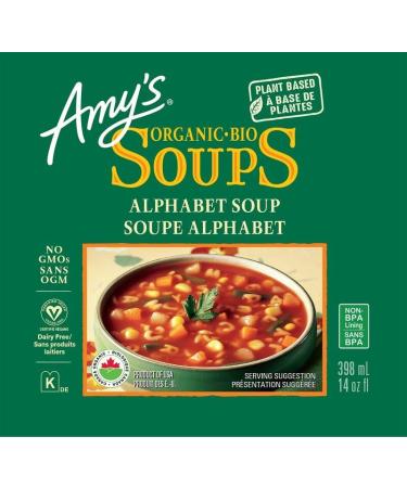 Amy s Kitchen Organic Alphabet Soup Vegan Dairy-Free Tree Nut-Free Kosher Plant-Based 12-pack (398ml per can) - Buy Online on GoSupps.com