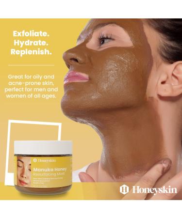 Honeyskin Bentonite Clay Face Mask with Manuka Honey - Gentle Exfoliator for Acne Prone & Dry Skin - Hydrating Facial Mask w/ Pore Minimizer - Deep Cleanser (3oz) - Buy Online on GoSupps.com