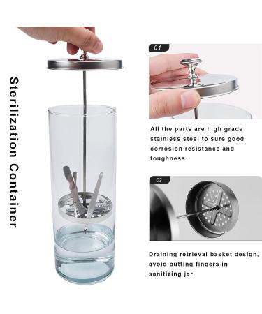 LXIANGN Salon Sterilizer Jar (41 oz) - Glass Cleaning Sanitizing Jar with Removable Basket for Spa, Eyelash Extensions, Nail Tool Sterilization - Buy Online on GoSupps.com