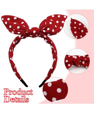 TOBATOBA Red & Black Polka Dot Bunny Ears Headbands 2 Pack - Vintage Bandana Hair Accessories for Women & Girls - Buy Online on GoSupps.com