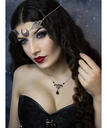 Doubnine Crescent Moon Boho Head Chain Pendant Gothic Headpiece in Black Beads for Women and Girls - Buy Online on GoSupps.com