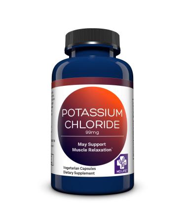 MD Life Potassium Chloride Supplement - Third Party Lab Tested - 99mg 90 Count - Potassium Chloride Capsules May Help Support Muscle Function & Healthy Blood Pressure Vegetarian Potassium Supplement