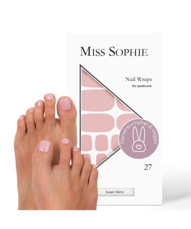 Original Miss Sophie Pedi Wraps I Sugar Babe Pedicure I 27 Ultra-D nne Nailack strip in single-colored in Nude I for toenails I sticks to natural and painted acrylic gel & shellac nails