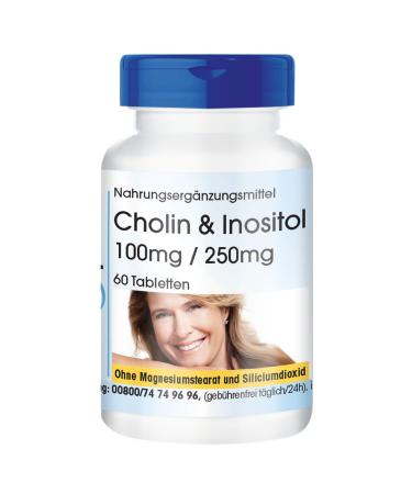 Fair & Pure - Choline tablets with inositol - Choline 100mg/Inositol 250mg - vegan - without magnesium stearate - 60 tablets
