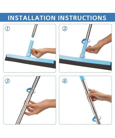 Adjustable Professional Floor Squeegee with 50 Handle - Ideal for Garage, Tile, Shower, and Hair - Foam Water Wiper - Buy Online on GoSupps.com