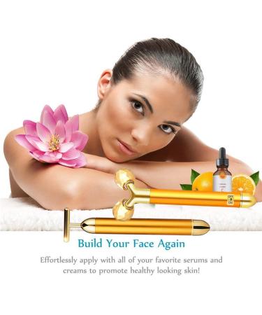 2-in-1 24k Gold Electric Face Massager Kit | 3D Roller & T-Shaped Skin Care Tools - Buy Online on GoSupps.com