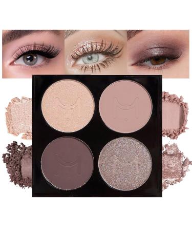 Lilbitty Lilbitty Eyeshadow Palette 4 Colors Korean Eyeshadow Palette with Matte Metallic and Shiny Effects with Built-in Mirror and Long Lasting Formula