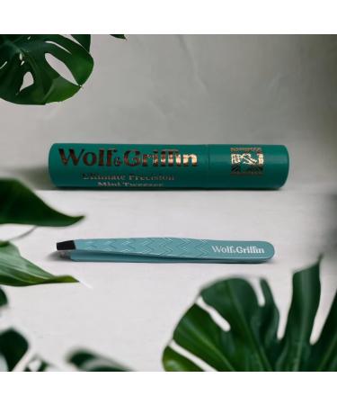 Wolf & Griffin Ultimate Precision Mini Tweezers - Stainless Steel Slant Eyebrow Tweezers for Men and Women - Duck Egg - Buy Online on GoSupps.com