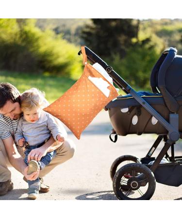 2 pcs/set Wet Dry Bags for Baby Cloth Diapers - Reusable Washable Travel Bags with Two Zippered Pockets, Orange - Buy Online on GoSupps.com