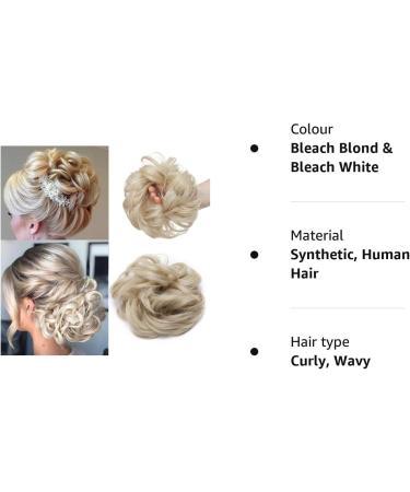 Bleach Blond & Bleach White Messy Curly Hair Bun Extension for Women - 35g Synthetic Scrunchie Updo Hairpiece - Buy Online on GoSupps.com