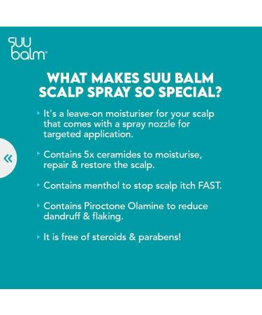 Suu Balm Scalp Spray 100ml - Rapid Itch Relief Moisturizer for Dry, Flaky, Itchy Scalp - 5 Min Itch Relief Treatment - Buy Online on GoSupps.com