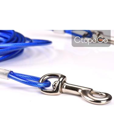 CTOPOGO Heavy Duty Dog Tie Out Cables - 10FT 16FT 33FT for Dogs Up to 125 lbs | Durable Tie-Out Linen & Chain for Small/Medium Pets - 3M Blue - Buy Online on GoSupps.com