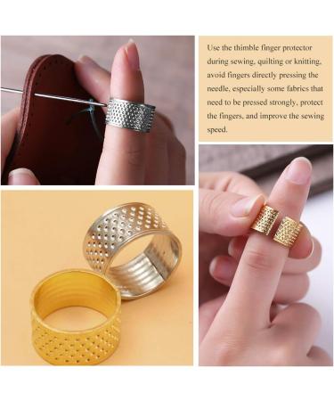 Finger Protector Thimble Set - 8pcs Thimbles + 30pcs Needles for Sewing, Adjustable Metal & Leather Thimbles for Hand Embroidery & Needlework - Buy Online on GoSupps.com
