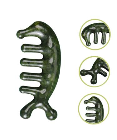 Jade Scalp Massager & Acupuncture Comb | Wood Gua Sha Tool for Head Massage | 3D Tablets 11.50x4.50cm Green - Shop Internationally - Buy Online on GoSupps.com