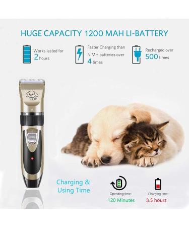 Dog Shaver Pet Electric Hair Clipper Kit Low Noise USB Charging with 4 Adjustable Combs for Cat Dog (Gold) - Buy Online on GoSupps.com