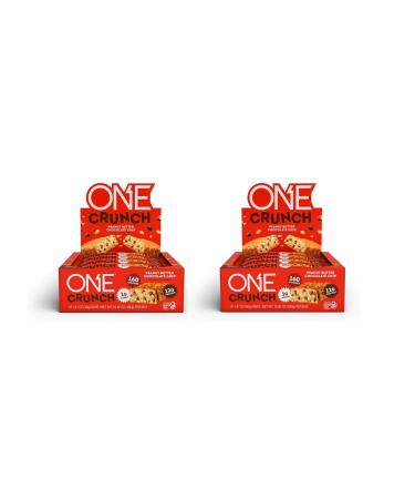 ONE Crunch Protein Bars Gluten Free Protein Bars with 12g Protein and 1g Sugar - Peanut Butter Chocolate Chip - 16.92 Oz - Pack of 2