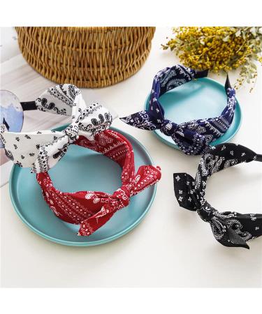 Paisley Print Wide Bow Headband for Women - Cute Rabbit Ear Hair Accessories - Buy Online on GoSupps.com