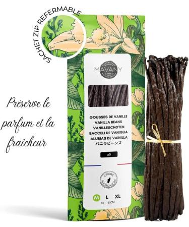 Mavany - 5 MADAGASCAR BOURBON VANILLA pods - Gourmet quality selection for baking/cooking - Size M 14 to - Buy Online on GoSupps.com