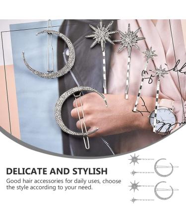 Uonlytech 2 Sets Hair Clip Set Moon Star Hair Pin Decorative Bobby Pin Moon and Star Bobby Star Barrettes Rhinestone Moon Barrettes Rhinestone Hair Accessories Hair Fork Metal Alloy Woman - Buy Online on GoSupps.com