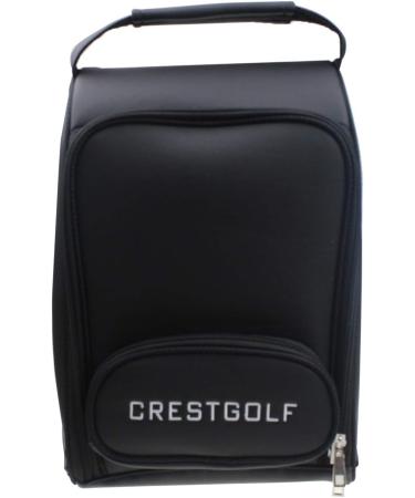 Crestgolf Deluxe PU Golf Shoe Bag - Waterproof Zippered Carrier with Ventilation, Outside Pocket for Socks, Tees, etc - Buy Online on GoSupps.com