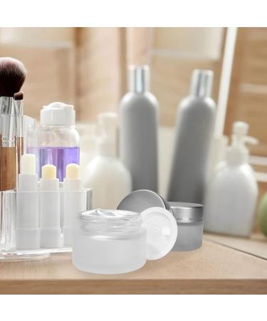 15 Pieces Frosted Glass Cosmetic Containers 30ml - Refillable Round Jars with Silver Lids for Face Cream & Lotion - Colorless Matt Design - Buy Online on GoSupps.com