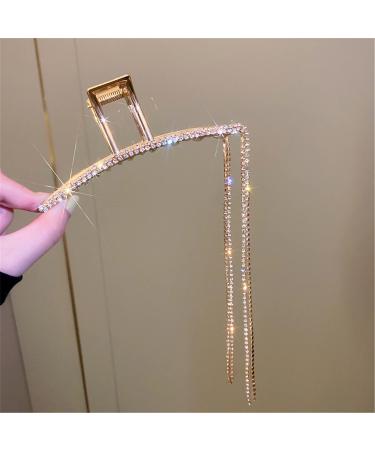 Pearl Rhinestone Long Tassel Pendant Grab Clip Ladies Back Head Shark Clip Creative Wedding Hairpin Hair Accessories (Color : TS5184 2)