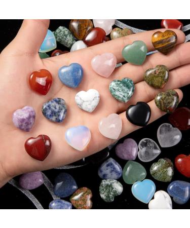 15 PCS Natural Heart Crystals Healing Gemstones Set - Chakra Stones for Reiki Balancing and Crystal Lovers - Bulk Decor Gift - Buy Online on GoSupps.com