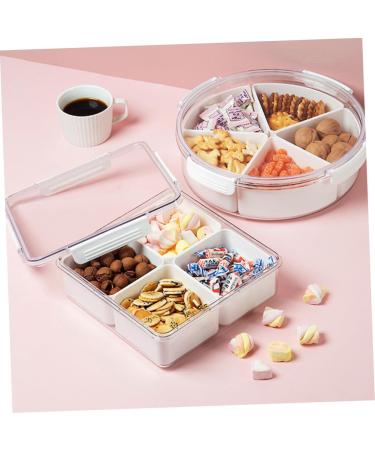 FELTECHELECTR Dried Fruit Plate Fruit Tray with Lid Appetizer Tray Party Candy Case Child Vegetable Storage Rack 20X20X6.5CM White - Buy Online on GoSupps.com