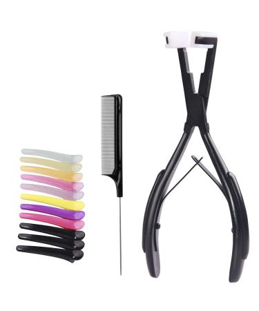 Tape in Hair Extensions Pliers Hair Sealing Pliers Flat Surface Professional Hair Extension Tool Kit for Hair Extensions Tape Tabs Black