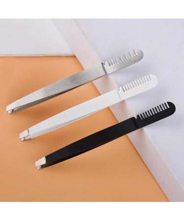 SWYSGS Tweezers for eyebrows stainless steel eyebrow tweezers for eyebrows beard splinters and all types of hair black white silver - Buy Online on GoSupps.com
