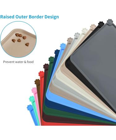 AUDWUD Silicone Waterproof Pet Feeding Mat - Anti-Slip Dog & Cat Bowl Mat 71x46 cm - Taupe - Buy Online on GoSupps.com