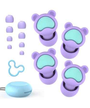 Kids Ear Plugs 2 Pairs(6-12 yrs) Earplugs for Children or Adult with Small Ear Canals Reusable Silicone Noise Canceling Ear Plugs for Concerts/Flying/Study/Noise Sensitivity/Anxiety(Purple+Purple) Purple+purple 1 Count (Pack of 2)