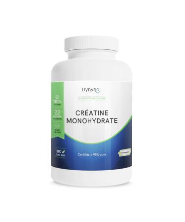 Creapure Creatine Monohydrate - 180 Capsules 680mg - Preworkout Muscle Strength Protein - Whey Protein Supplement - Pure Sports Creatine and Adult Routine - Made in France - Dynveo