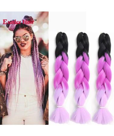 6 Packs Eunice Hair Jumbo Lichten Hair Extensions Colorful Kunsthaar Kanecalon Hair for Disory Crochet Box Braids Ombre 2Tone Color 100 g/PCs 61 cm (M56)