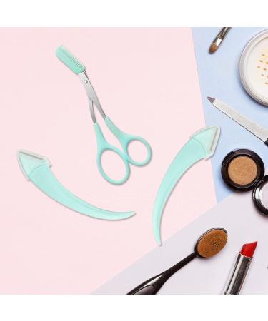 3 Pcs Eyebrow Grooming Set with Razor, Scissor, and Comb - Green | Eyelash Hair Remover and Shaping Tool for Men and Women - Buy Online on GoSupps.com