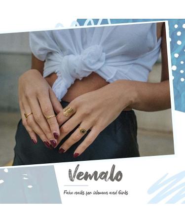 Vemalo Medium Heart Nude Fake Nails - 24Pcs Coffin Press on Acrylic Nails for Women and Girls - Buy Online on GoSupps.com