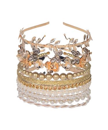 10 PCS Gold Metal Rhinestone Pearl Headbands - Wedding Bridal Hair Accessories - Buy Online on GoSupps.com