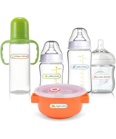 Waterproof Baby Bottle Labels for Daycare - 80PCS School Name Stickers | Personalized, Self-Laminating, Dishwasher Safe | Toddler Name Tags for Sippy Cup - B-80 Pcs - Buy Online on GoSupps.com
