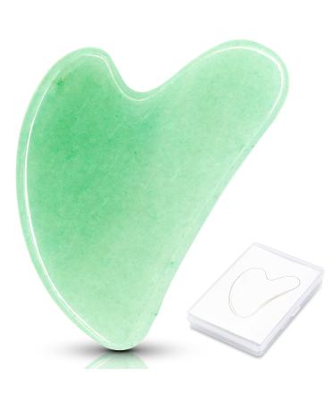 Gua Sha Stein Rosenquarz Massage tool natural jadestein facial care tool Guasha Schaber Massage stones facial care tools anti-folds crystal heart shape (green)