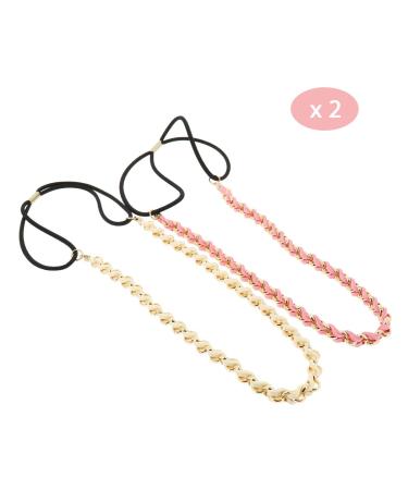 Buy White & Pink 2-Piece Ladies Hair Bands | Golden South Braided Velvet Headbands | Vintage Wedding & Boho Style Headwear - Buy Online on GoSupps.com