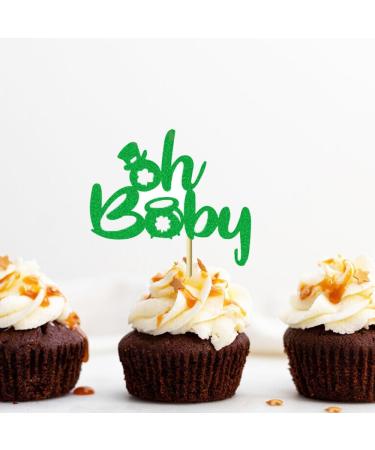 24 Pcs Oh Baby Green Gender Reveal Cupcake Toppers St. Patrick's Day Theme Baby Shower Birthday Party Cake Decoration Dessert Insert MGPFERD - Buy Online on GoSupps.com