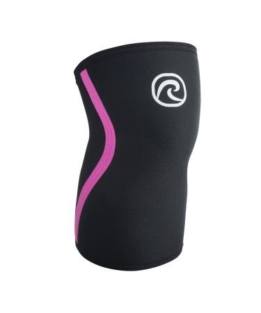 Reh band Kniebandage for Kraftsport & Fitness - Kniebandage 7mm Neopren flexible & non -slip Knee Sleeve for men & women black/pink - 1 piece XL