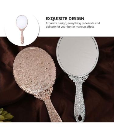 SOLUSTRE Handheld Oval Flower Vintage Makeup Mirror - Rose Gold - Buy Online on GoSupps.com