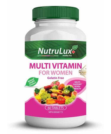 NutruLux Women's Multivitamin - Halal Vegan Gelatin-Free High Vitamin C - Daily Wellness Tablets for Women's Health - Immune Support - Energy Boost - 60 Tablets (Pack of 1)