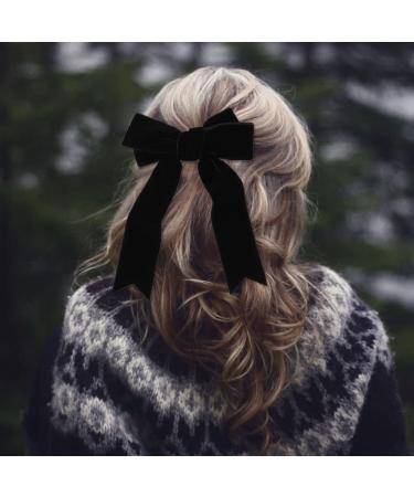 Bowknot Hair Clips - Red & Black Loop Clips | Large 14cm Clips with Satin Tape for Women & Girls - 2 Pieces - Buy Online on GoSupps.com